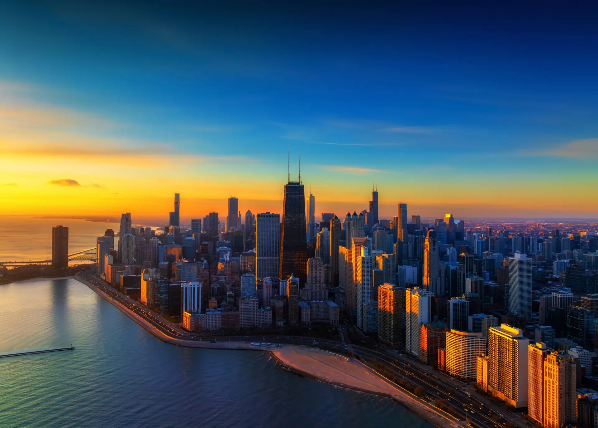 Downtown Chicago at sunrise